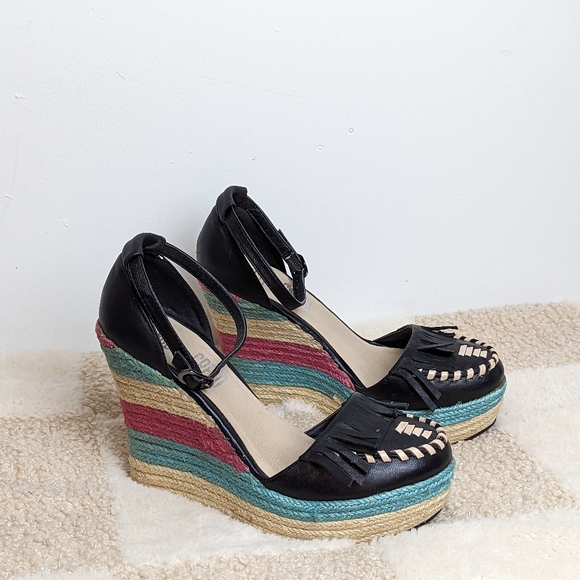 Ego And Greed Shoes Ego And Greed Fringe Leather Wedge Heels Poshmark